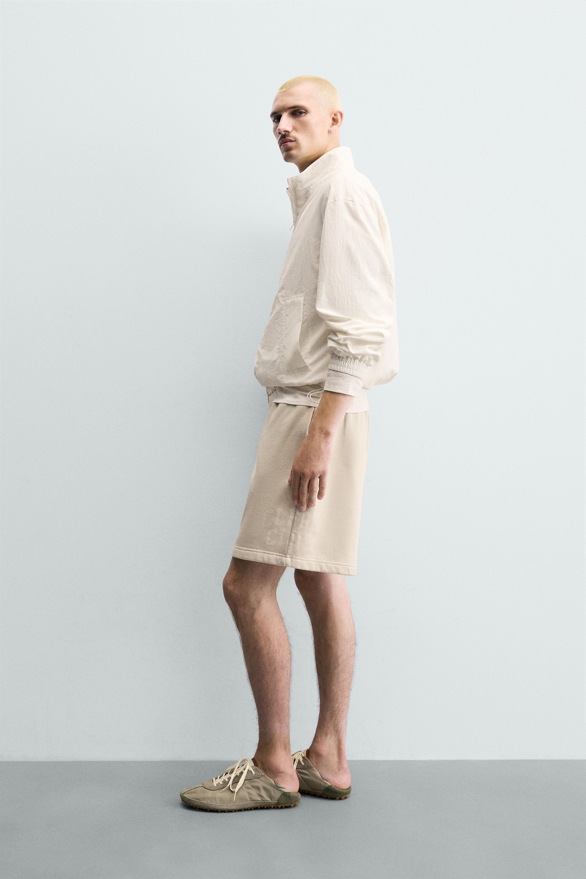 WASHED TEXT PRINT JOGGER SHORTS